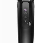 Leak Proof Electric Heated Travel Coffee Mug With Temp Control Fits Car Cup Holder showing digital display and control buttons.