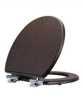 Premium White Wooden Toilet Seat Cover With Smooth Ride Soft Close Hinge And Polished PVC Veneer Shell, view from side.