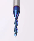 Twofer Pack Down Cut Spiral CNC Router Bits With 1/4 Inch Shank And 1/8 Inch Cutting Diameter, shown in close-up view.