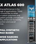 Atlas 600 Grease Full Synthetic Ultra Heavy Duty Lubricant For Low Temp Marine Use Waterproof Built Tough For All Bearings Joints Drive Train And 5th Wheel 14 Oz Tube Pack Of 2 shown with text highlighting its versatility and performance features.