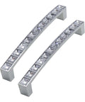 Two Crystal U Shaped Drawer Pull Handles in Bright Chrome with Screws, Boss Modern Minimalist Cabinet Knobs, 2 Pack, angled view