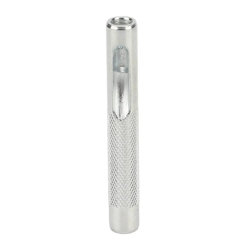 Close-up of Go-To Prong Chisel Kit metal handle for leather stitching punch tools.