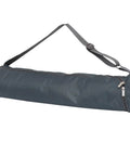 Large Capacity Yoga Mat Carrier Bag With Adjustable Shoulder Strap And Full Zip Closure Ventilated Waterproof Lining Pocket For Keys Phone And Music Player Perfect Gym Travel And Yoga Sessions in grey with adjustable strap.