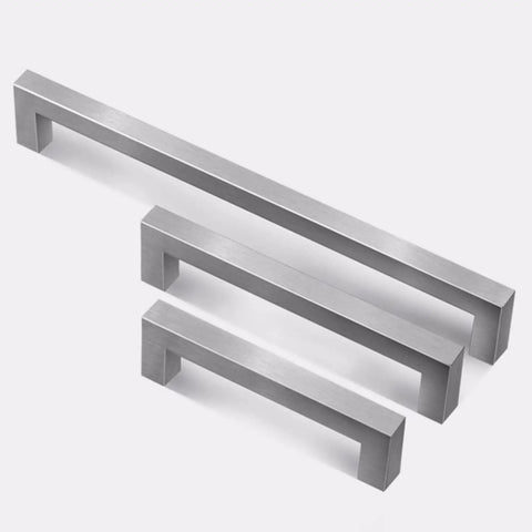 Three square drawer pulls for cabinets and wardrobes in brushed stainless steel dope bar cabinet pulls kitchen cupboard handles
