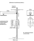 Technical diagram of 10 Inch Brushed Nickel Rain Shower System With Handheld Spray Square Shower Head Combo Set Wall Mounted
