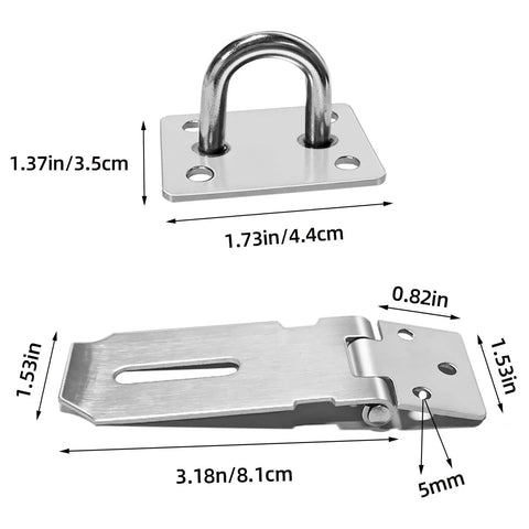 2 Pieces Stainless Steel Gate Lock Hasp Set For Doors Cabinets Closets And More 3 Inch Silver Durable Rustproof Polished Surface