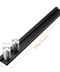 DT04 Woodworking Planing Stop with two aluminum posts for 20mm dog holes on black base, measures 270mm x 30mm.