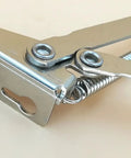 Close-up of metal Two Pack Folding Sofa Bed Spring Hinges 80 Degree Lift Support with nickel finish for cabinets and doors.