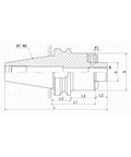 Rugged BT50 FMB32 Collet Chuck For CNC Milling technical drawing showing dimensions and design details for precision grip.