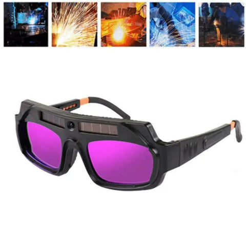 Auto Darkening Welding Goggles Mask Solar Powered Safety Glasses With PC Lens UV Protection Anti Fog Eye Shield showing side view