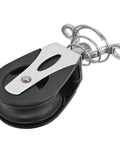 Sailboat Rigging Pulleys 316 Stainless Steel Nylon Sheave Block Head With 20mm Wheel marine hardware, side view showing spring.