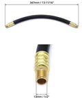 Heavy Duty Rubber Air Compressor Hose 3 8 Inch Core With Solid Brass Fittings 15 Inch Long showing 1 2 inch end fitting.
