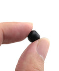 Heavy Duty M4 Threaded Cap Nut Knob For Ball Lamp Decor And Tough As Nails Furniture Lighting Fixtures Built To Last Carbon Steel Rust Resistant Hardware For DIY Projects Ceiling Mounts And Decorative Hardware 9mm Cap Diameter With 2.5mm Hole. Close-up of a black carbon steel threaded cap nut knob pinch-held between fingers.