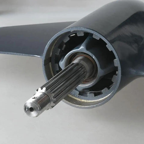 Hella Robust Long Lower Unit Assembly Driver Shaft For Outboard Motor 40Hp 40G 40J Replacement Part 6J445300 close-up view of shaft end and gear.