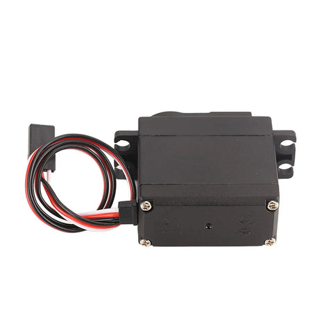 Premium Standard Size RC Servo Motor Fits Futaba And Hpi Rc Cars Hella Quiet Low Noise Design with red and black wires.