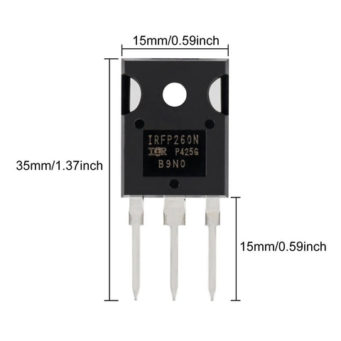 Ten Pack IRFP260N N Channel MOSFET Transistors 50A 200V Power Switches TO247AC with dimensions shown