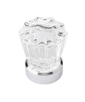 Ridged Glass Knob With Chrome Finish, Luster Style 1 5 16 Inch Wide Cabinet Knob, traditional hardware decor.