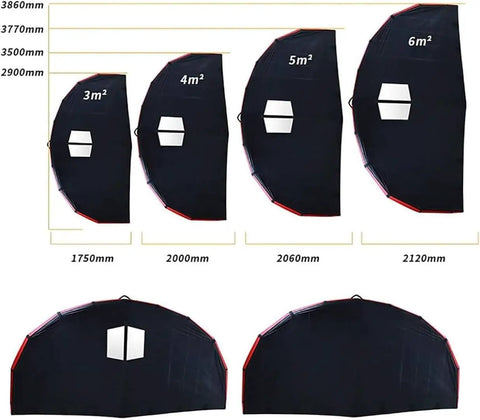 Inflatable Surf Wing For Kitesurfing And Wing Foil, Lightweight Handheld Wind Wing With Hydrofoil, Open Window Design sizes