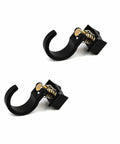 Spring Loaded L-Track Gear Hook Set, Adjustable Base, Heavy-Duty 100 lb Break Strength, 25 lb Working Load, Carbon Steel With Anodized T6 Aluminum Base, Black, Pack of 2