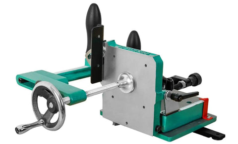 Heavy Duty Woodworking Tenoning Machine Desktop Drilling Jig For Dead On Alignment square table saw fixture with clamps and knobs.