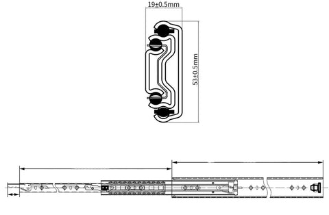 Diagram of soft close drawer slides heavy duty drawer runners with 53mm ball bearing locking slides full extension up to 120kg load