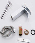 Chrome Waterfall Bathroom Faucet With Single Lever Handle Dope Sleek Deck Mount Lavatory Sink Faucet Modern Commercial Style Pop Up Drain Included Fits 1 Or 3 Hole Sinks Durable High Quality Finish with installation parts and pop-up drain