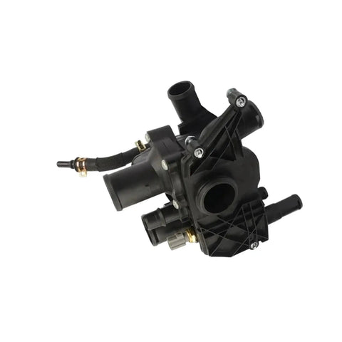 Precision Engine Coolant Thermostat Assembly For Land Rover Range Rover L322 3.6 Tdv8 2006 To 2012, black plastic assembly, detailed view.