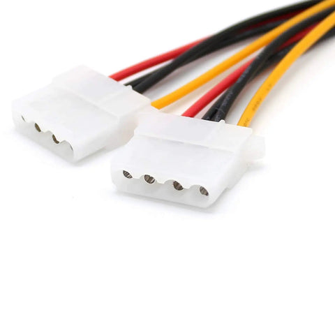 Two Pack 4 Pin Power Supply Y Splitter Cable Kit Internal Extension Cable 2 Female To 1 Male Connectors 20 Cm Length Ideal For IDE Hard Drives And CD DVD Drives