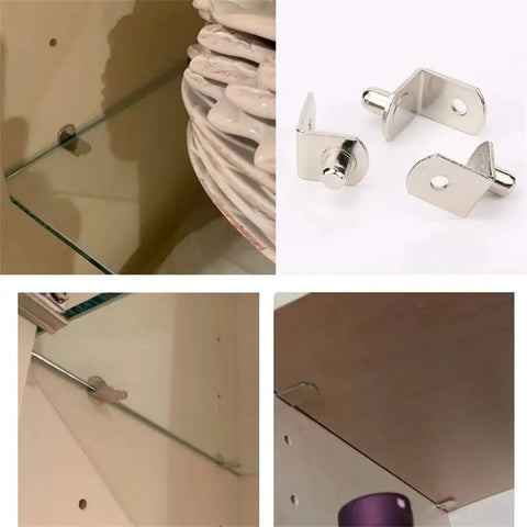 Heavy Duty Shelf Brackets For Cabinets And Shelves, metal support pins and pegs, wall mount storage brackets, solid steel close-up