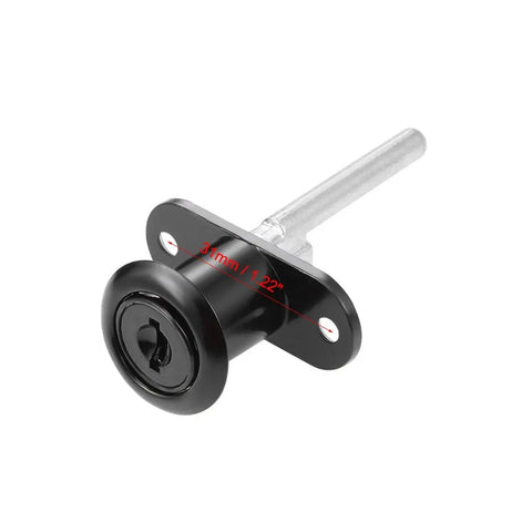 Heavy Duty Plunger Lock For Drawers And Storage Cabinets Featuring Rock Solid Zinc Alloy Construction Matte Black Finish close up view
