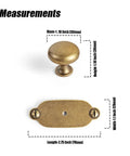 Antique Brass Zinc Alloy Cabinet Knob With Backplate Single Hole Center Mount dimensions shown with measurements