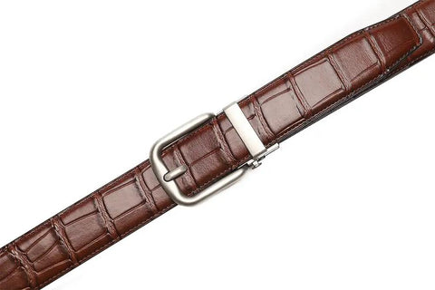 Leather Ratchet Dress Belt For Men With Automatic Buckle Handmade All Leather Strap Ultra Smooth Scratch Resistant Buckle Adjustable