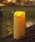 Outdoor Waterproof Flameless Candle With Timers And Remote Control for Porch and Patio ambiance, realistic wax look 3 by 7 inch