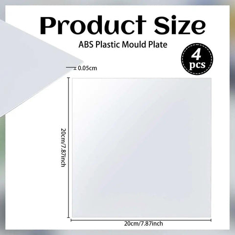 Four White ABS Plastic Sheets 7.87 By 7.87 Inches 0.5 mm Thick Moldable Panels For DIY Architectural Models Sand Table Builds