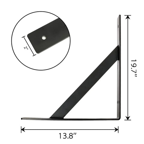 Heavy Duty Countertop Support Brackets 20 By 14 Inch Wall Mounted Right Angle L Shaped Shelf Brackets Black side view