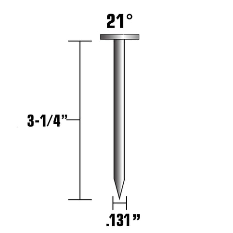 Heavy Duty Framing Nails 3 1/4 Inch By 0.131 Inch Full Round Head Bright Basic Plastic Strip Collated 21 Degree Smooth Shank