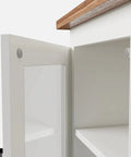Premium Four Piece Magnetic Cabinet Door Catch Kit With Durable Iron Spur Mount And Classic Nickel Finish shown on cupboard door.