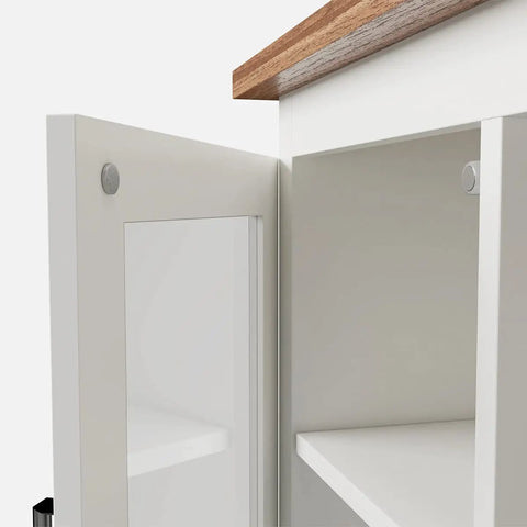 Premium Four Piece Magnetic Cabinet Door Catch Kit With Durable Iron Spur Mount And Classic Nickel Finish shown on cupboard door.