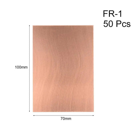 7X10cm Single Sided Copper Clad Laminate PCB Circuit Board Brown 50pcs For DIY Electronics Projects front view dimensions