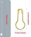 Top Shelf Hang Tag Fasteners With White Nylon String Ties And Gold Metal Security Safety Pins Bulk Kit For Retail Apparel Display. Close-up of cord and pin dimensions.