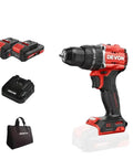 Badass Cordless Impact Drill 20V Brushless Motor 55Nm Torque Dual Speed Control 10Mm Keyless Chuck with two batteries