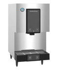 Heavy Duty Cubelet Nugget Ice Machine With Built In Water Dispenser and roomy storage bin, stainless steel finish, countertop unit.