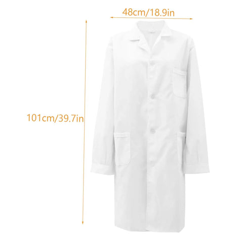 Men's White Lab Coat, Long Sleeve Professional Medical Coat For Doctors, Pharmacists, Students And Adults, Sturdy And Comfortable Fit