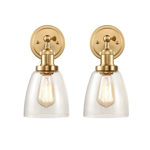 Industrial Brass Swing Arm Wall Sconces Set Of 2 Glass Bell Lamps Hardwired Or Plug In With 2 In 1 Design For Dry Locations ETL Listed