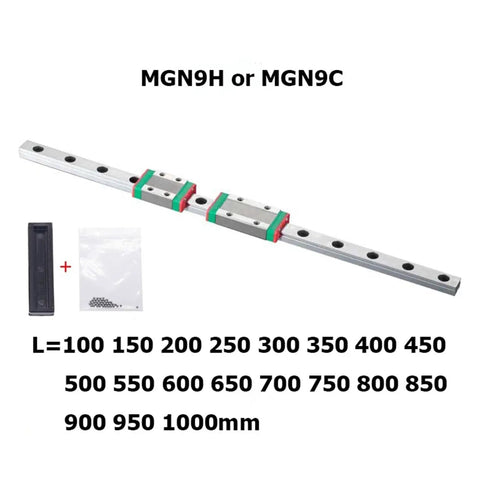 Beefy 9mm Linear Rail Kit With Slide Block For 3D Printers And CNC Machines, 90mm To 1000mm Lengths, Heavy Duty Precision Steel