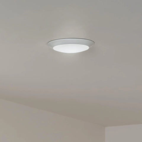 Horizon 7.4 Inch LED Downlight Ceiling Light 3000K White, Sleek Dimmable Modern Fixture, mounted on ceiling, emits warm light.