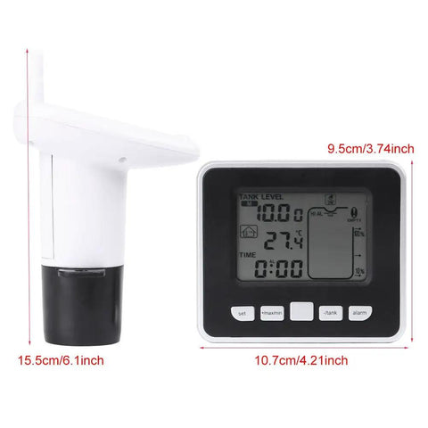 Ultrasonic Water Level Sensor Transmitter With LCD Temperature Display Real Time Liquid Level Monitor With Min/Max Recording High And Low Alarm