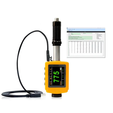 Integrated Portable Leeb Hardness Tester Pen Type With D Type Impact Device And DL Test Block, Big OLED Color Display, Expanded Data Storage And Lightning Fast Data Communication, Pro Grade HB HRC HRB HV HS HL And Sigma B Strength. with USB cable