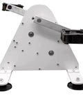 Pedal Powered Exercise Generator For Home Gym Workouts And Emergency Outages Featuring Dual USB Ports And Foot Crank System To Keep Your Gear Juiced While You Hustle Or Camp Off Grid Anywhere, showing rear angle with pedal system and metal construction.
