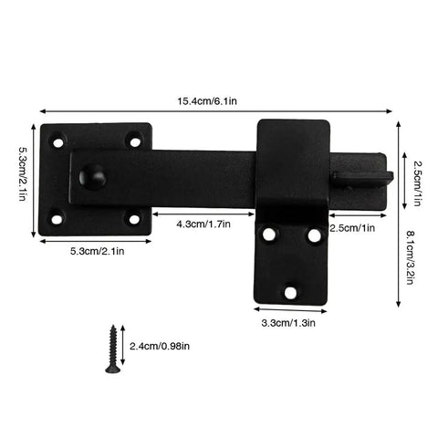 Barn Door Lock Hardware Heavy Duty Metal Gate Latch 3 Pack, 5.5-inch carbon steel flip latch with dimensions.
